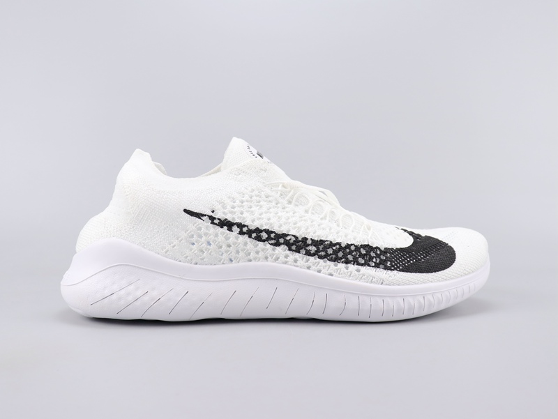 2020 Women Nike Free Rn Flyknit 2018 White Black Shoes